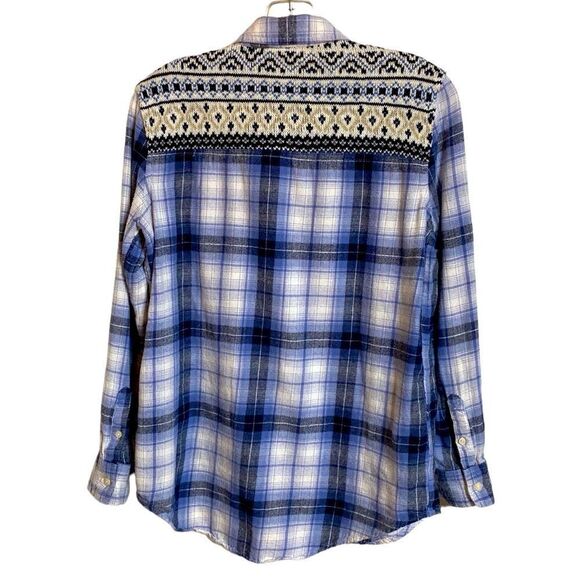 AEROPOSTALE Flannel Button Down Fair Isle Sweater Back - Picture 3 of 8